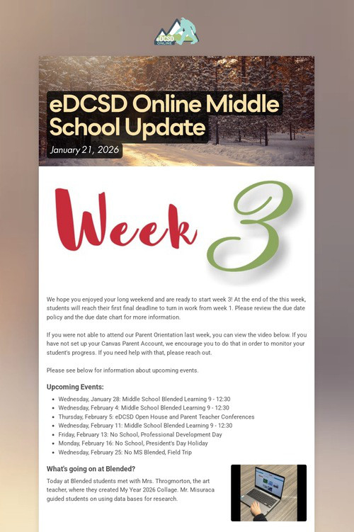 eDCSD Online Middle School Update