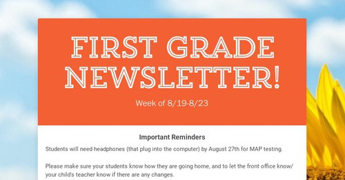 First Grade Newsletter!