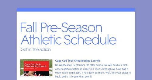 Fall Pre-Season Athletic Schedule