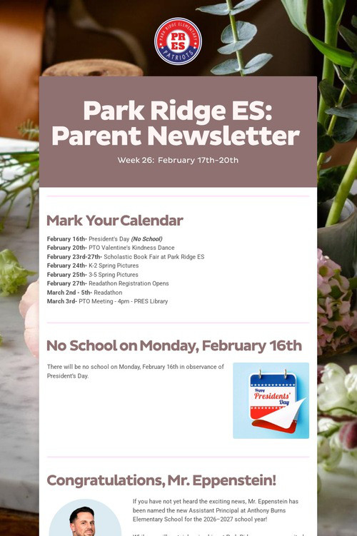 Park Ridge ES: Parent Newsletter