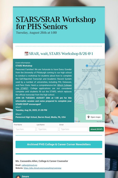 STARS/SRAR Workshop for PHS Seniors