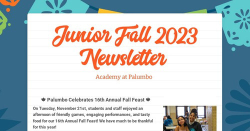 Junior Fall 2023 Newsletter