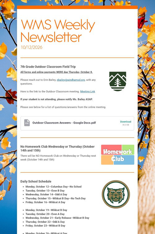 WMS Weekly Newsletter