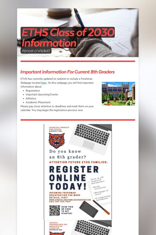 ETHS Class of 2030 Information
