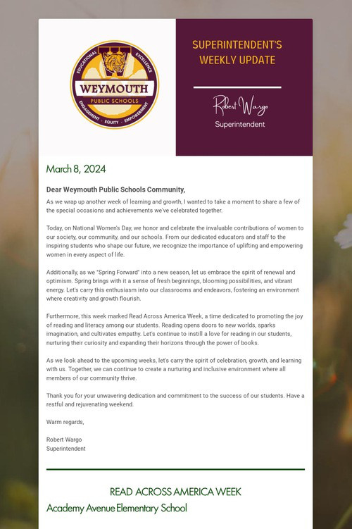 Superintendent's Weekly Update