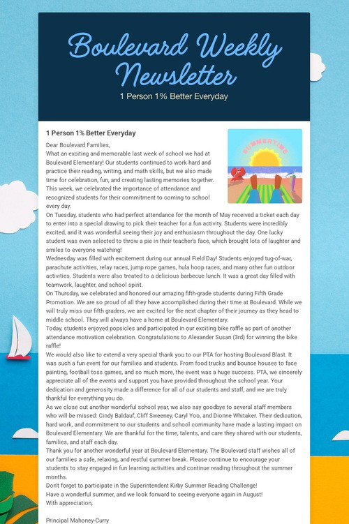 Boulevard Weekly Newsletter