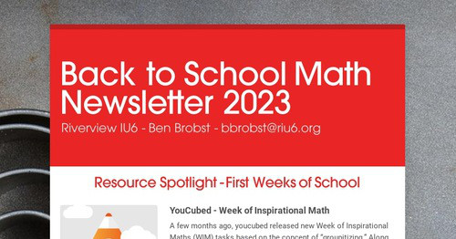 Back to School Math Newsletter 2023