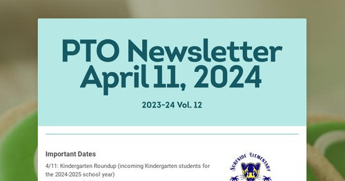 PTO Newsletter April 11, 2024