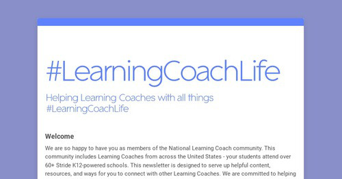 #LearningCoachLife