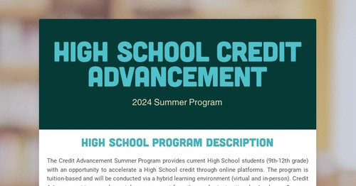 High School Credit Advancement