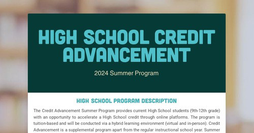 High School Credit Advancement