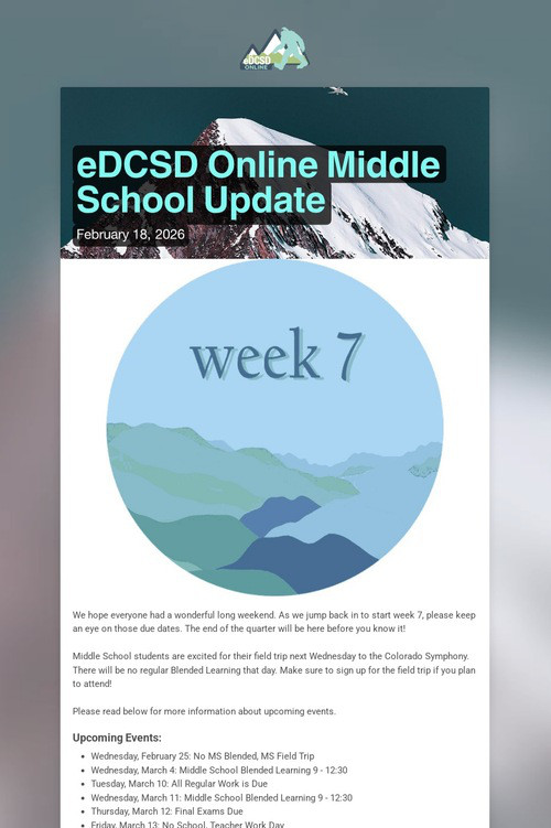 eDCSD Online Middle School Update