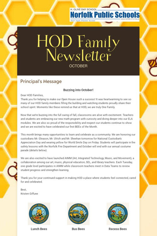 HOD Family Newsletter