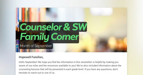 Counselor & SW Family Corner