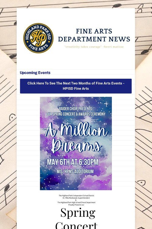 5/4/26 Fine Arts Department News