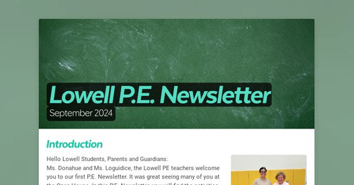 Lowell P.E. Newsletter