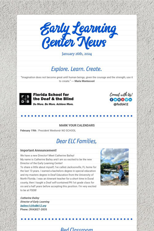 Early Learning Center News