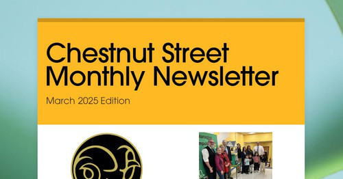 Chestnut Street Monthly Newsletter