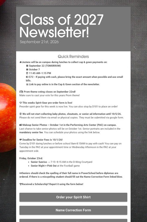 Class of 2027 Newsletter!