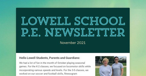 Lowell School P.E. Newsletter