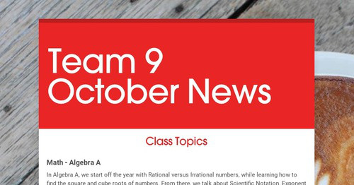 Team 9 October News