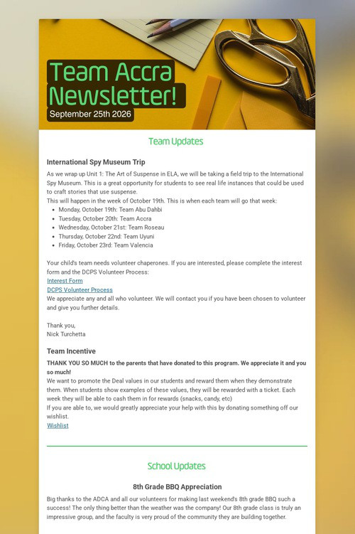 Team Accra Newsletter!