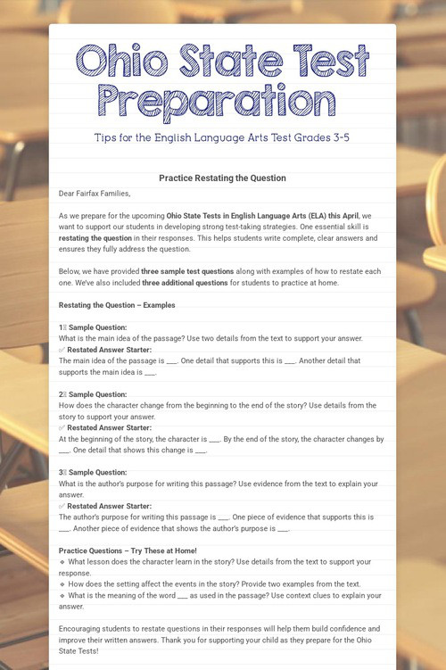 Ohio State Test Preparation