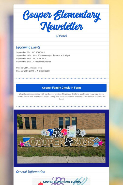 Cooper Elementary Newsletter