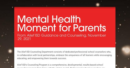 Mental Health Moment for Parents