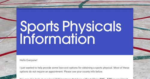 Sports Physicals Information