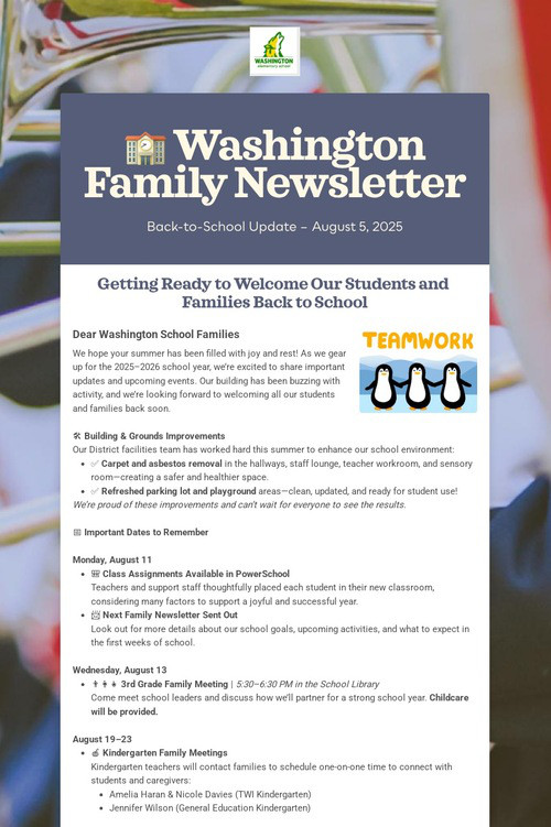 🏫 Washington Family Newsletter