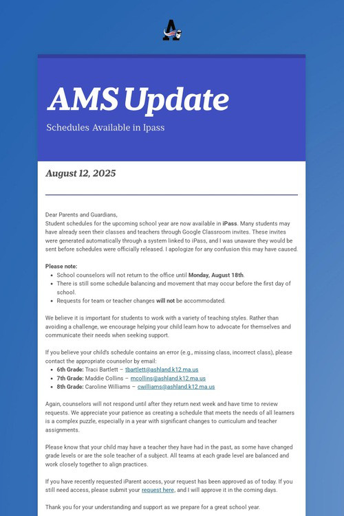 AMS Update