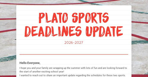 Plato Sports Deadlines Update