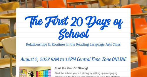 The First 20 Days of School