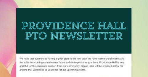 Providence Hall PTO Newsletter