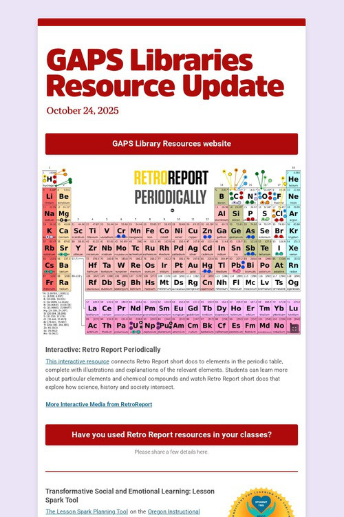 GAPS Libraries Resource Update