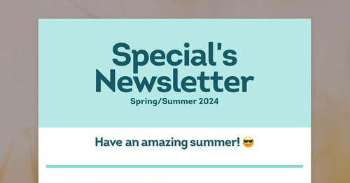 Special's Newsletter