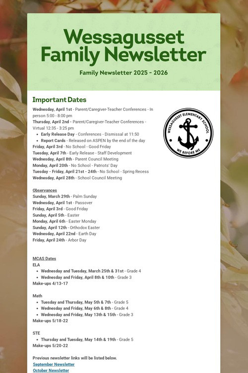 Wessagusset Family Newsletter