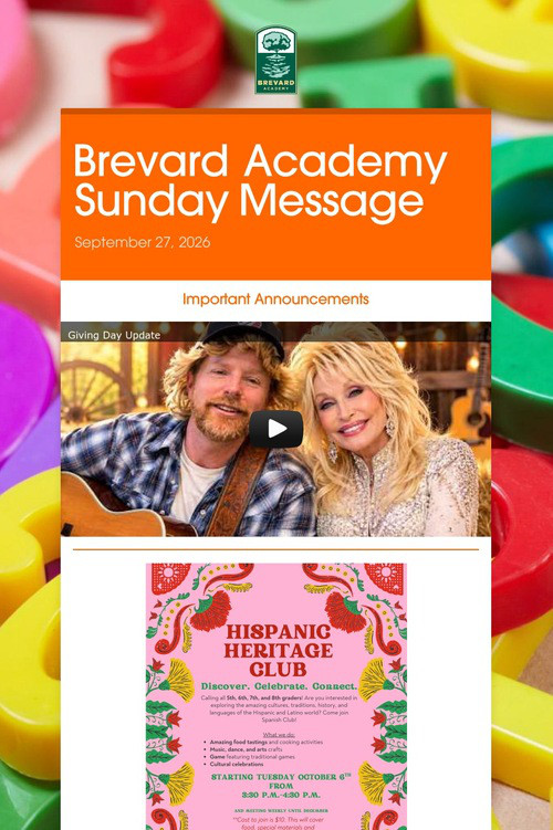 Brevard Academy Sunday Message