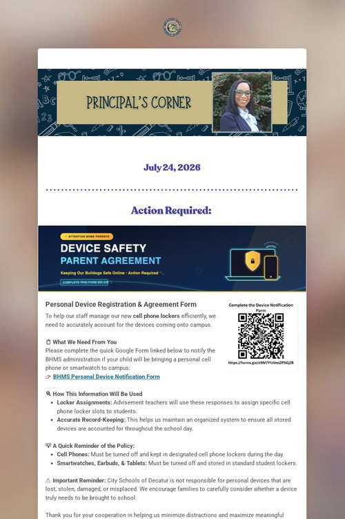 A Message From Principal Glenn