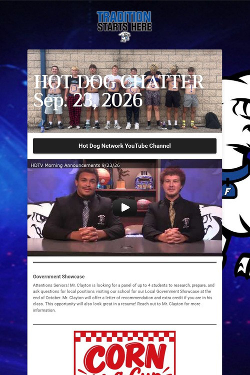 HOT DOG CHATTER Sep. 23, 2026