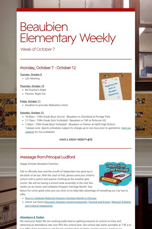 Beaubien Elementary Weekly