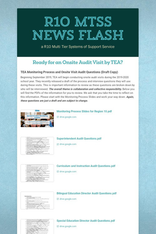 R10 MTSS News Flash