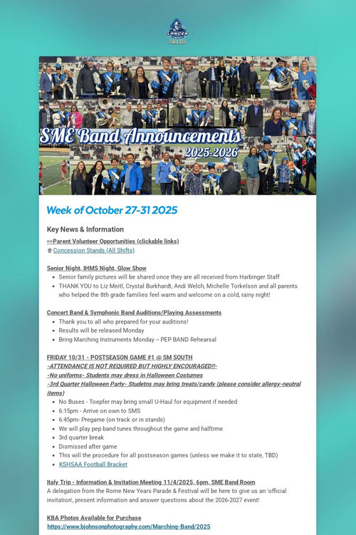 SME Band Announcements