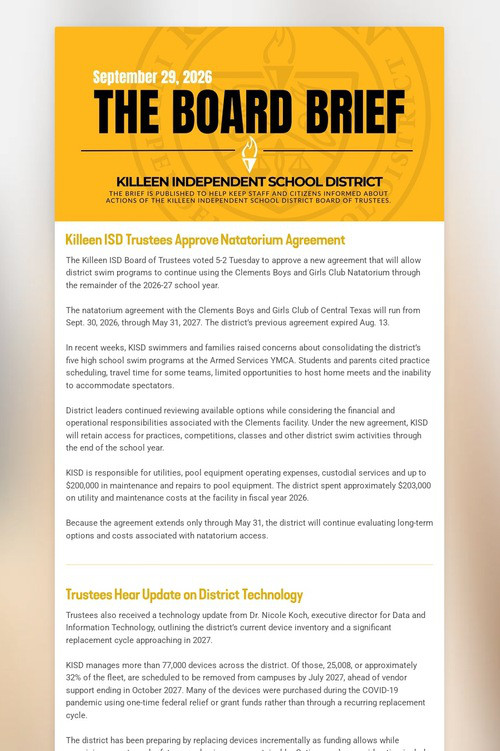 The Board Brief: September 29, 2026