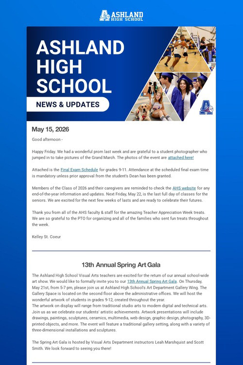 Ashland High School Weekly Update