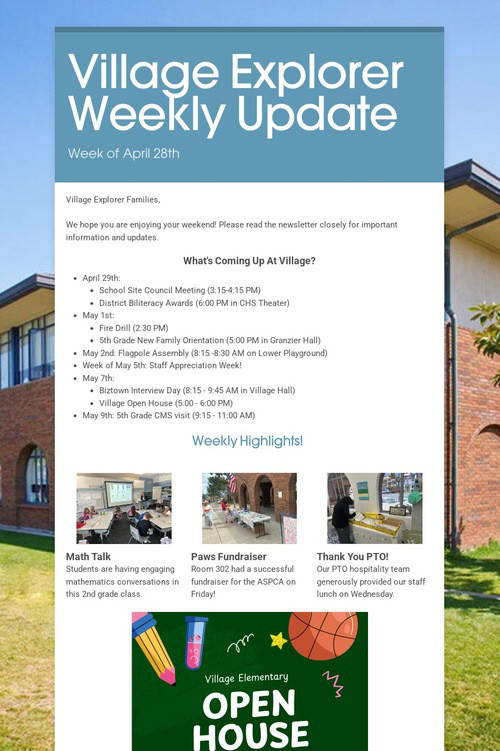 Village Explorer Weekly Update
