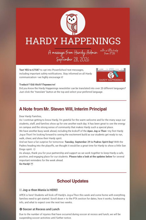 Hardy Happenings 09.28.2026