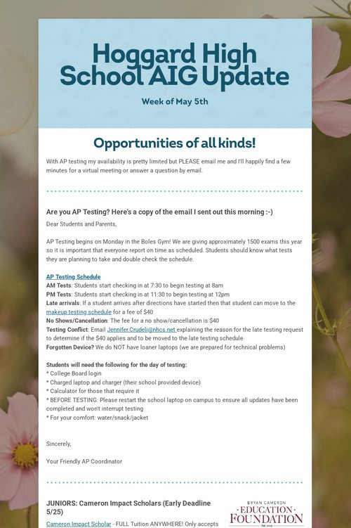 Hoggard High School AIG Update