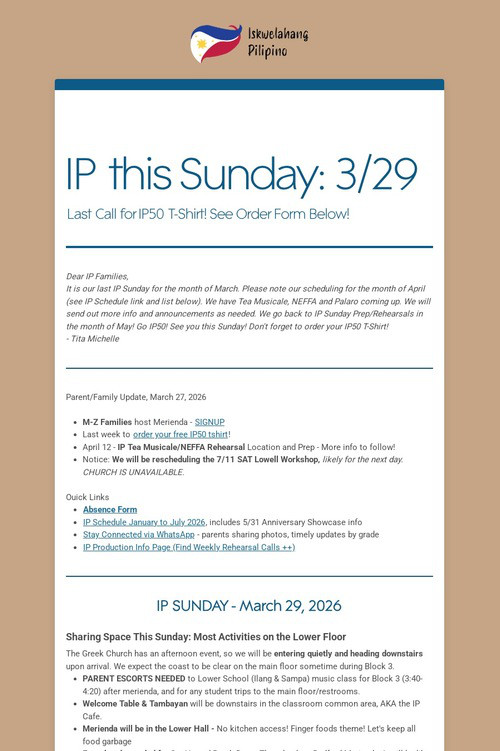 IP this Sunday: 3/29